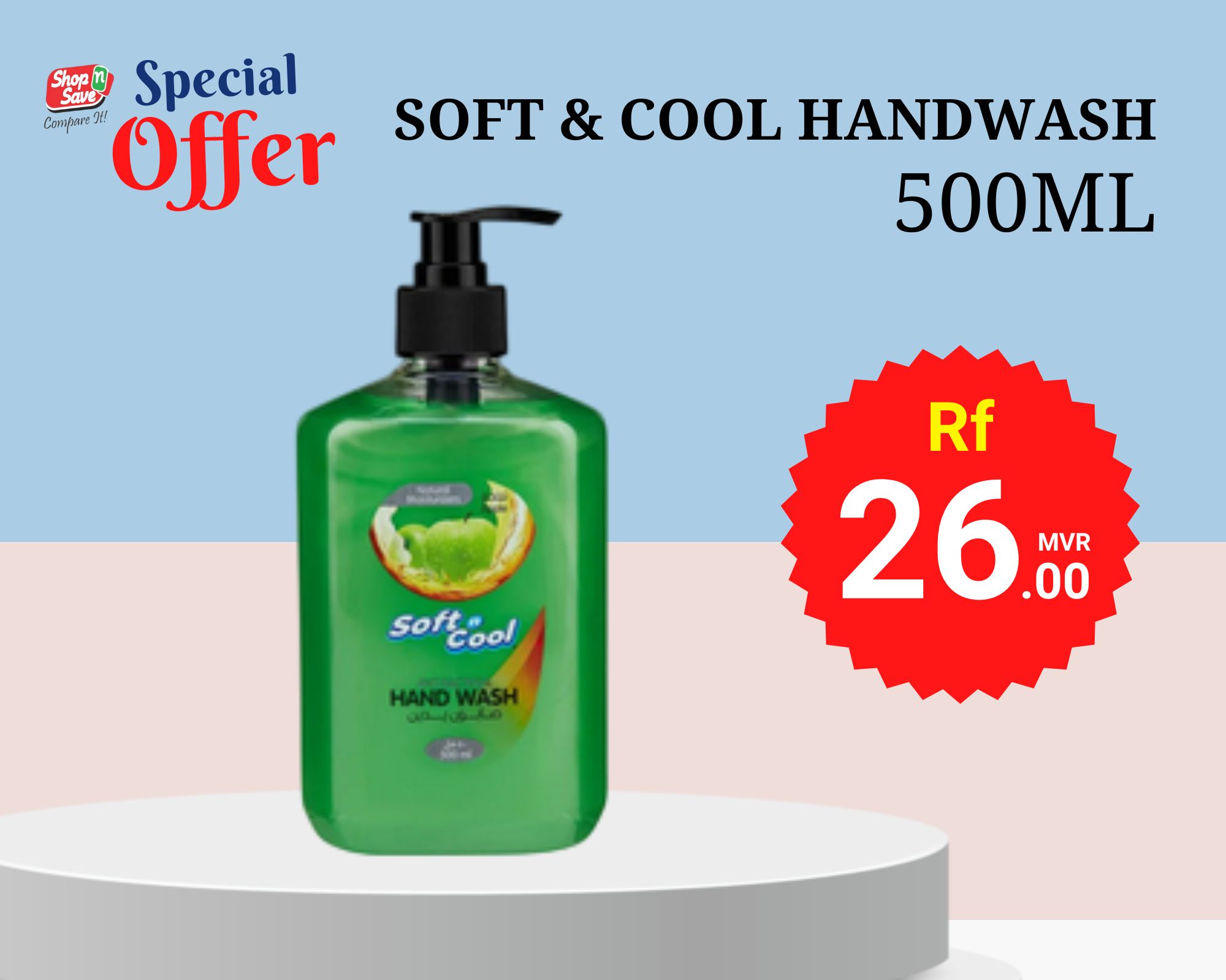 SOFT N COOL HAND WASH APPLE 500ML 