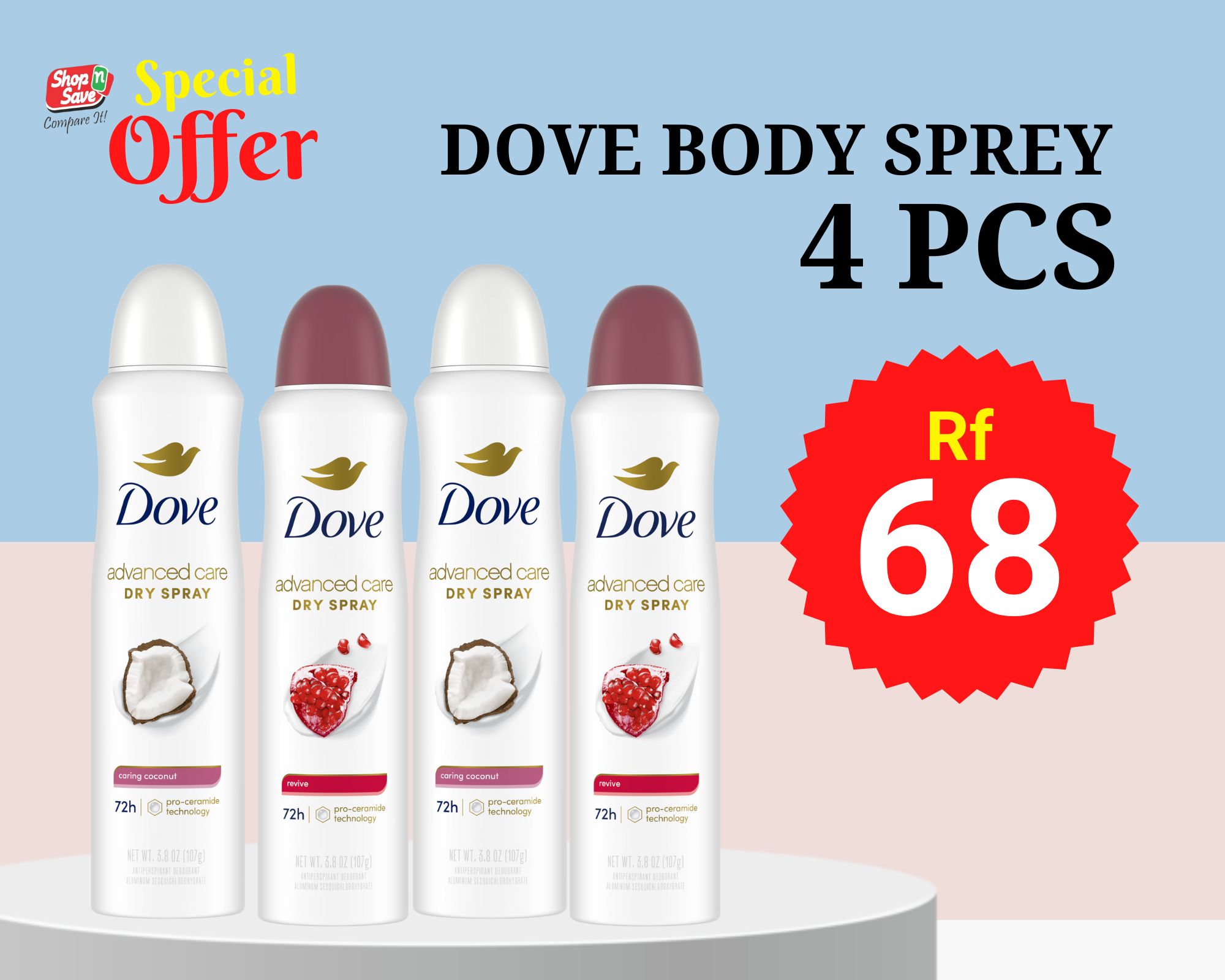 PROMOTION DOVE SPARY 150ML