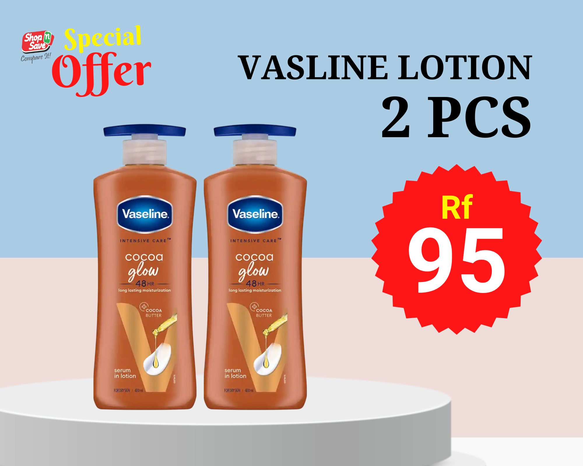 PROMOTION VASELINE COCOA RADIANT 2PCS 400ML
